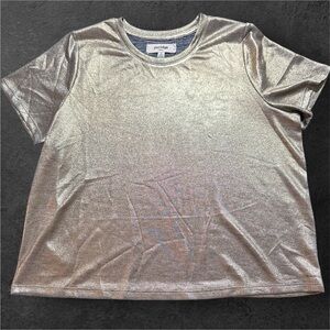Porridge by Anthropologie Champagne Short Sleeve Tee Classic Crew Neck